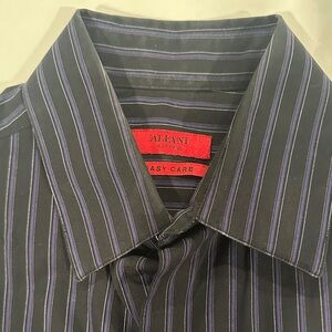 Alfani Black Dress Shirt with Purple and White Pinstripes